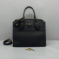 Louis Vuitton Black Calfskin Handbag Gold Hardware