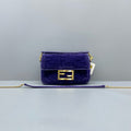 Fendi Baguette, Purple Velvet Embossed FF