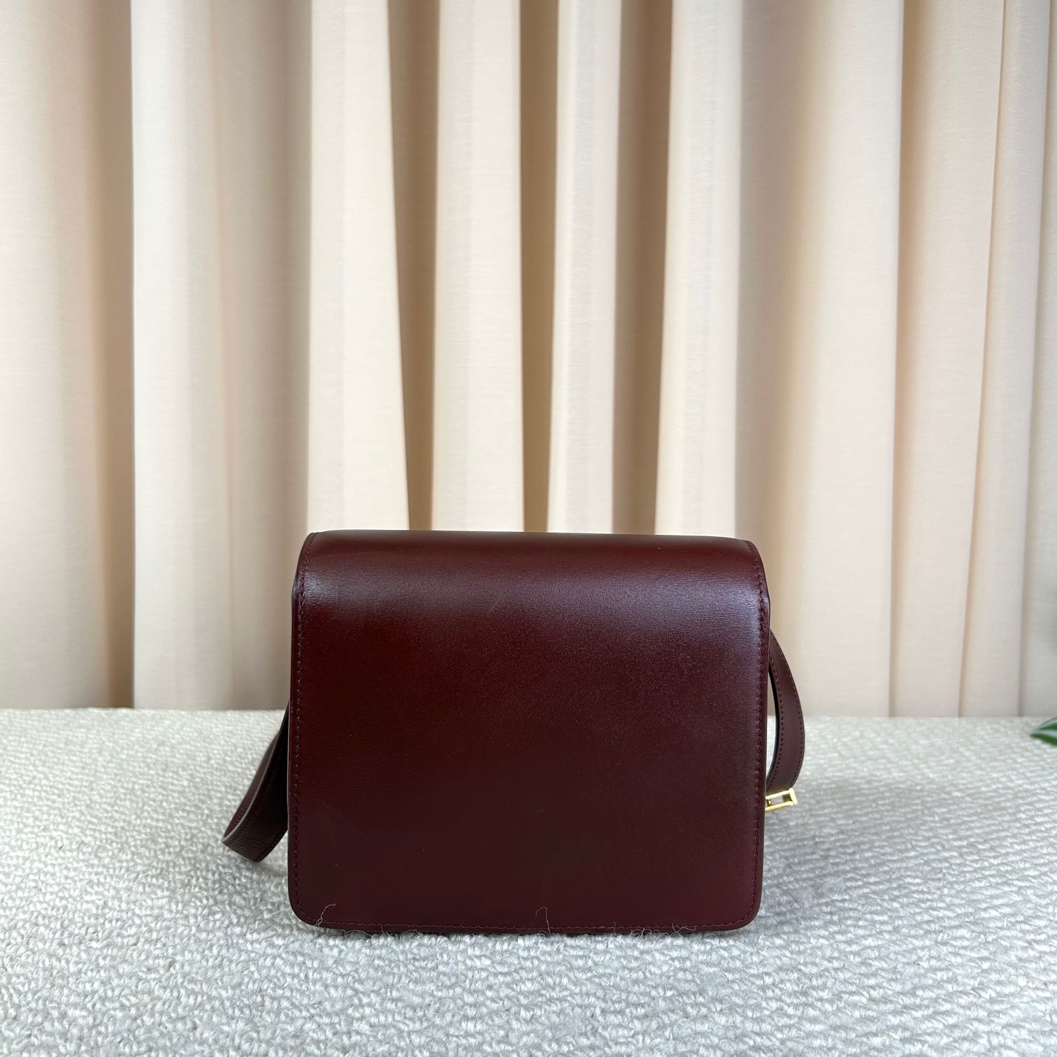 Celine Box Bag Burgundy Gold Hardware Crossbody Bag