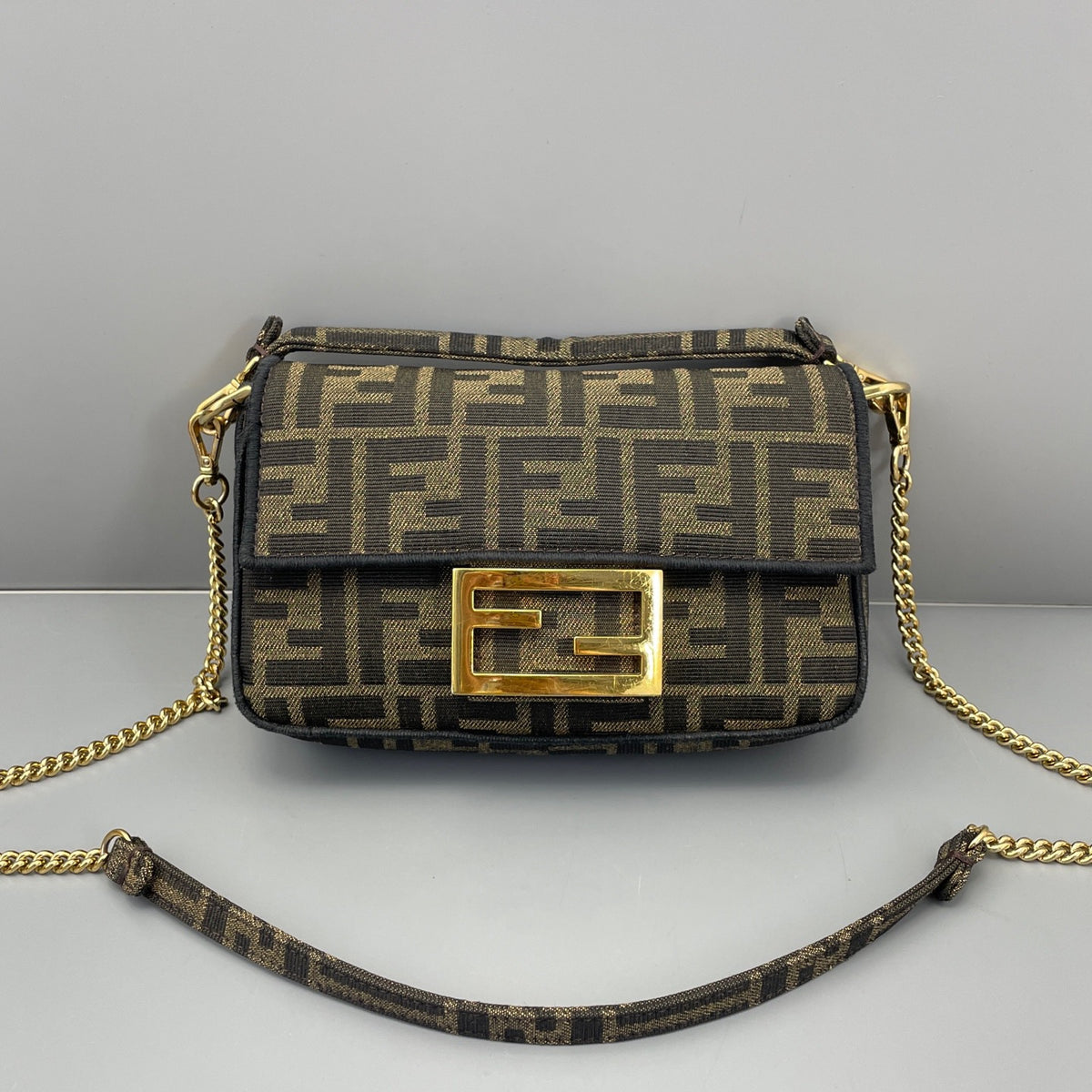 Fendi FF Zucca Canvas Baguette Mini