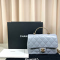 Chanel Large Blue-Grey Quilted Leather Classic Flap Bag