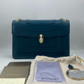 Bvlgari Serpenti Forever Shoulder Bag, Turquoise Smooth Calfskin