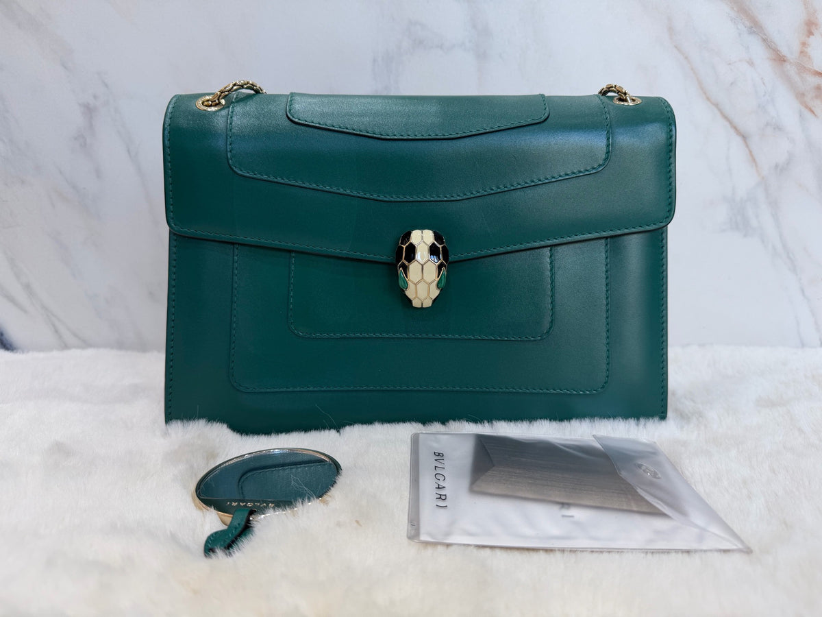 Bvlgari Serpenti Forever Shoulder Bag, Emerald Green