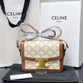 Celine Teen Triomphe Box Shoulder Bag, White