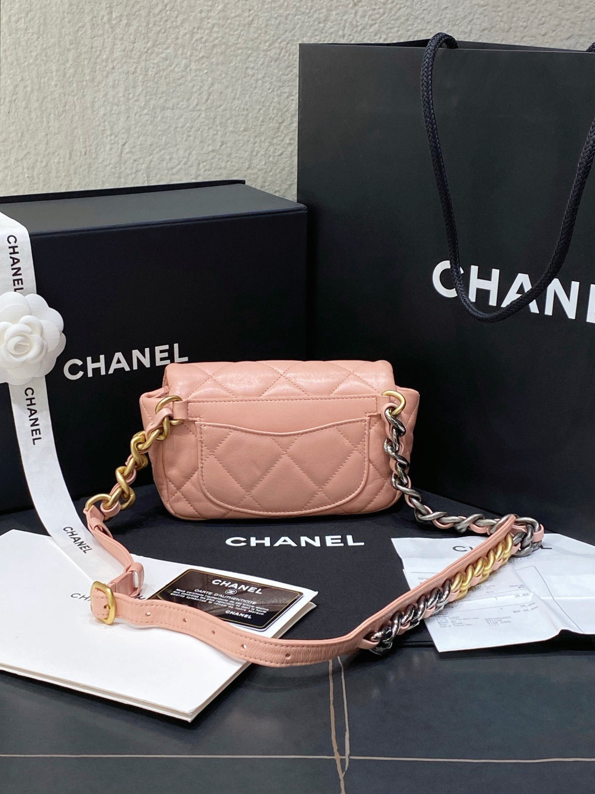 Chanel 19 Belt Bag, Salmon Pink Quilted Lambskin