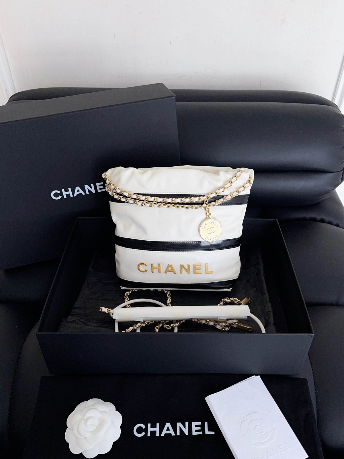 Chanel 22 Bag Mini, Black‑and‑White
