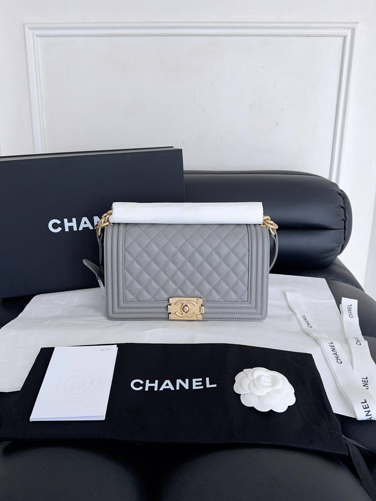 Chanel Boy Bag Medium, Light Grey