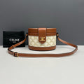 Celine Triomphe Canvas Box Cross‑Body Bag, White/Tan