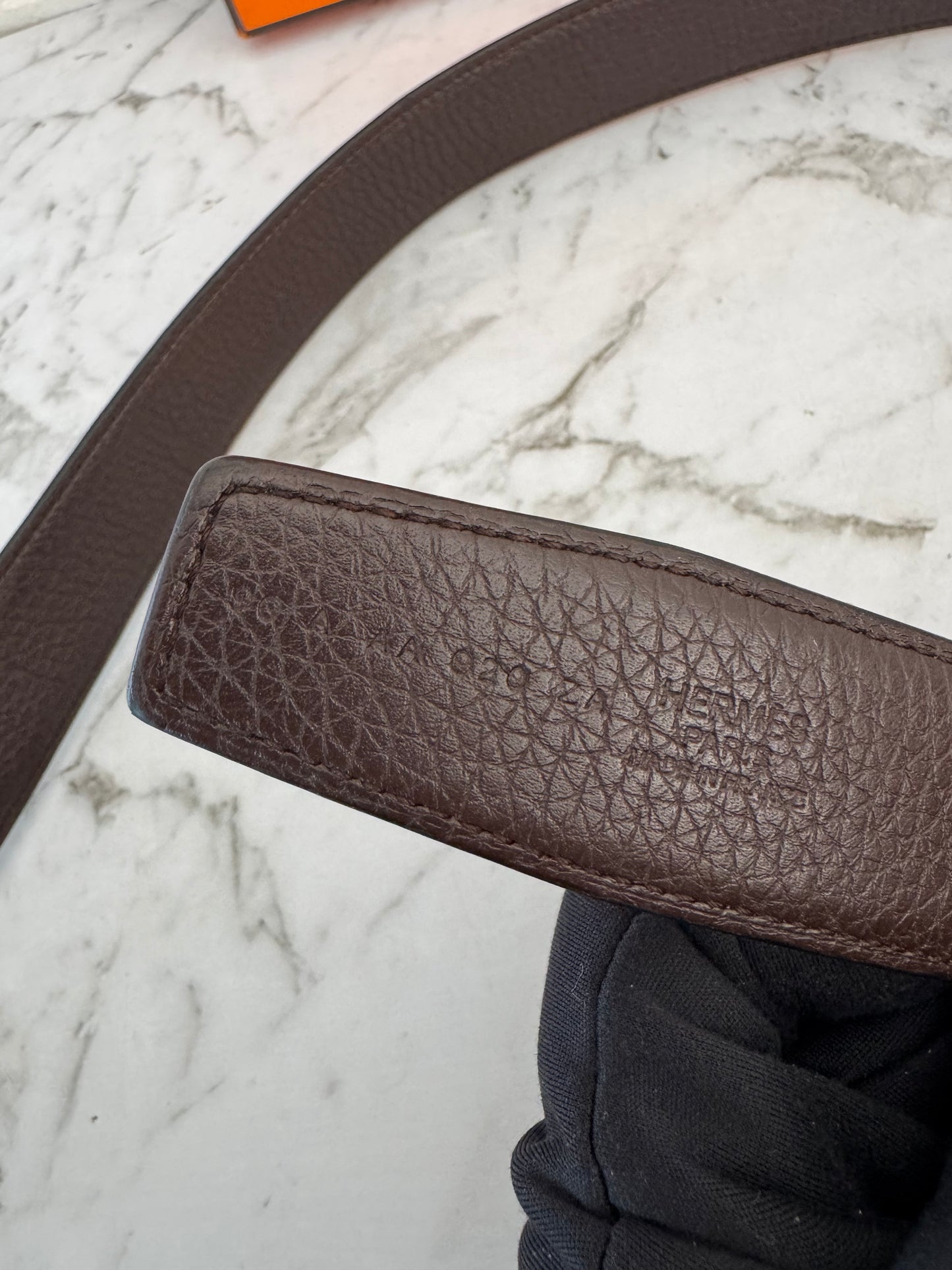 Pre-owned Authentic Hermes Double Sided 2 Buckles Belt 90cm X 3.2cm Brown Black