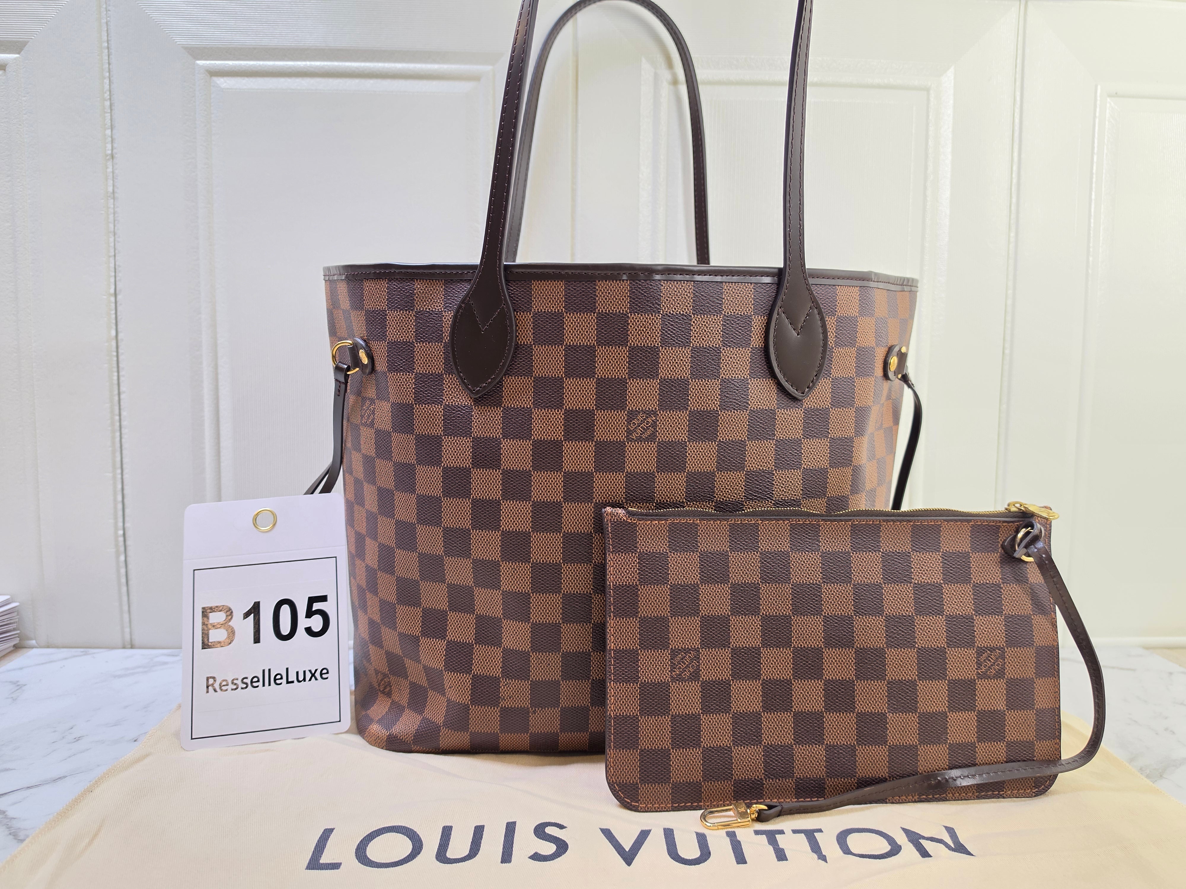 Louis Vuitton Neverfull MM Damier Ebene With Pouch