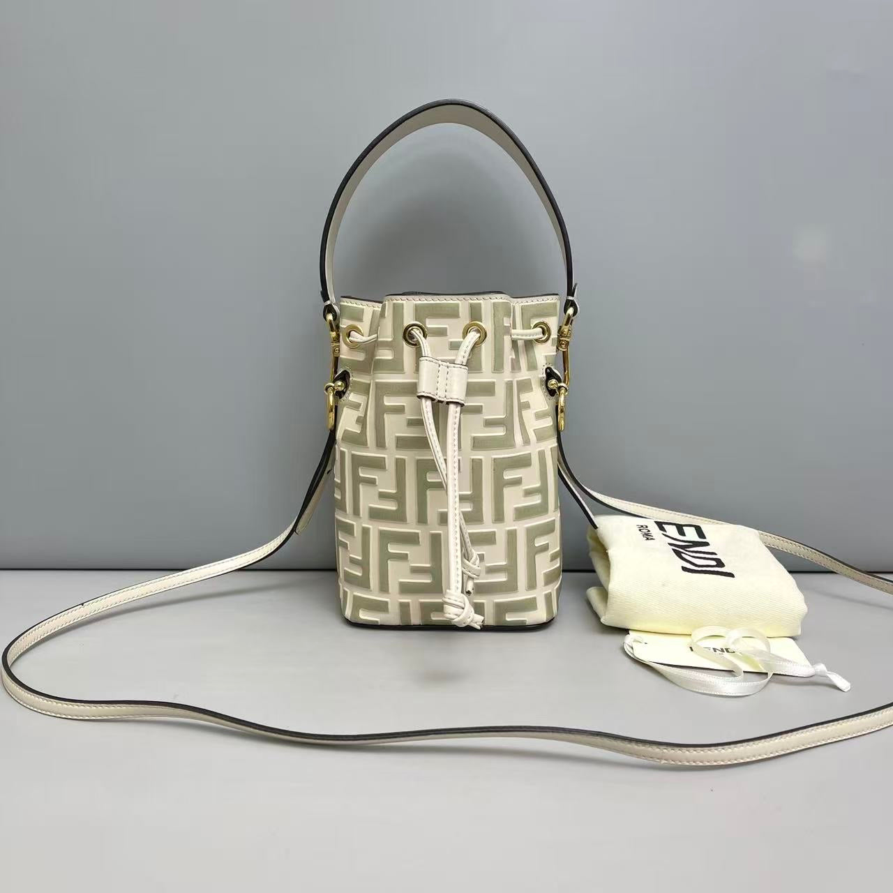 Fendi Mon Trésor Mini FF Embossed Bucket Bag