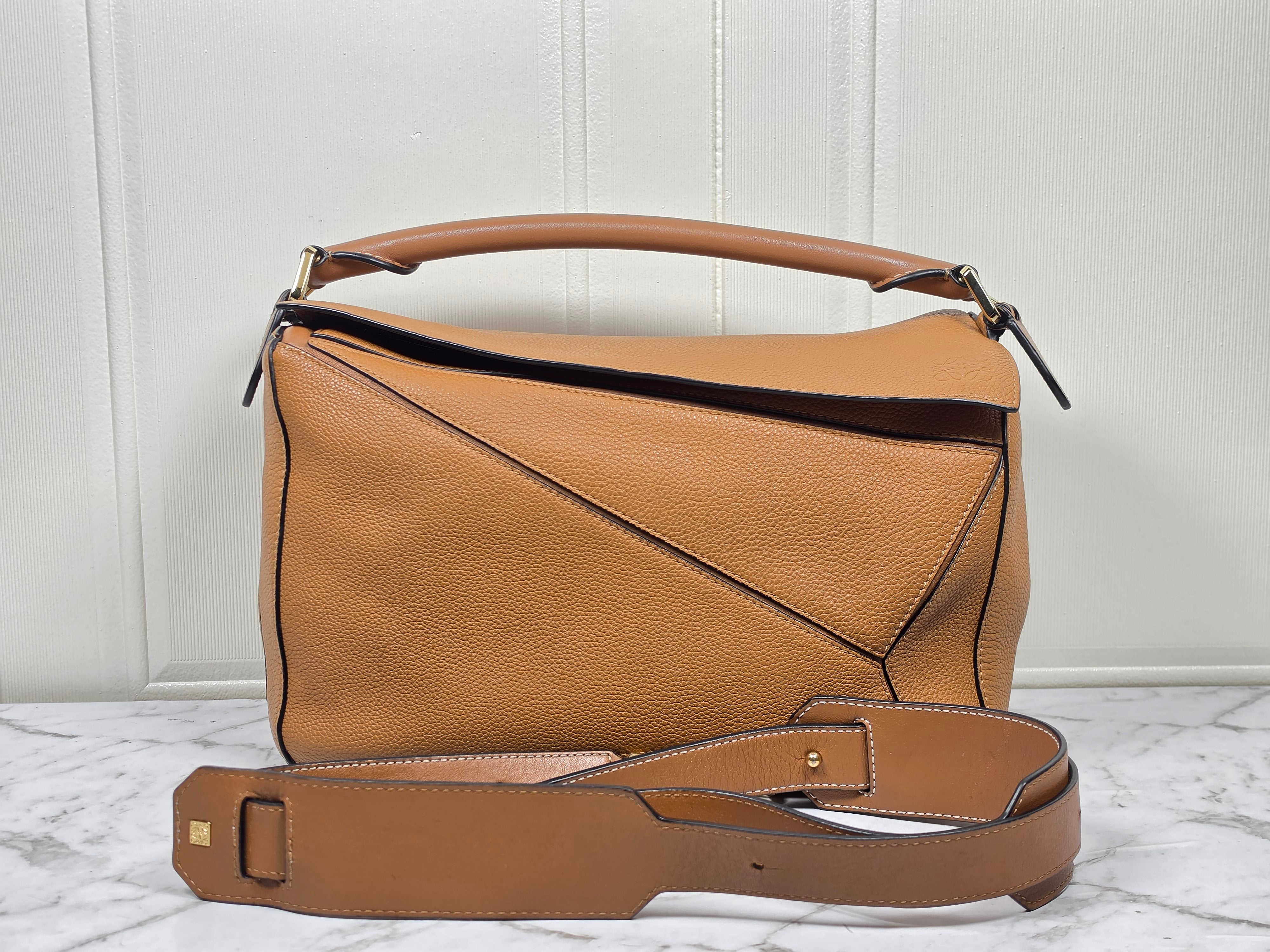 Loewe Puzzle Medium Tan Grain Leather