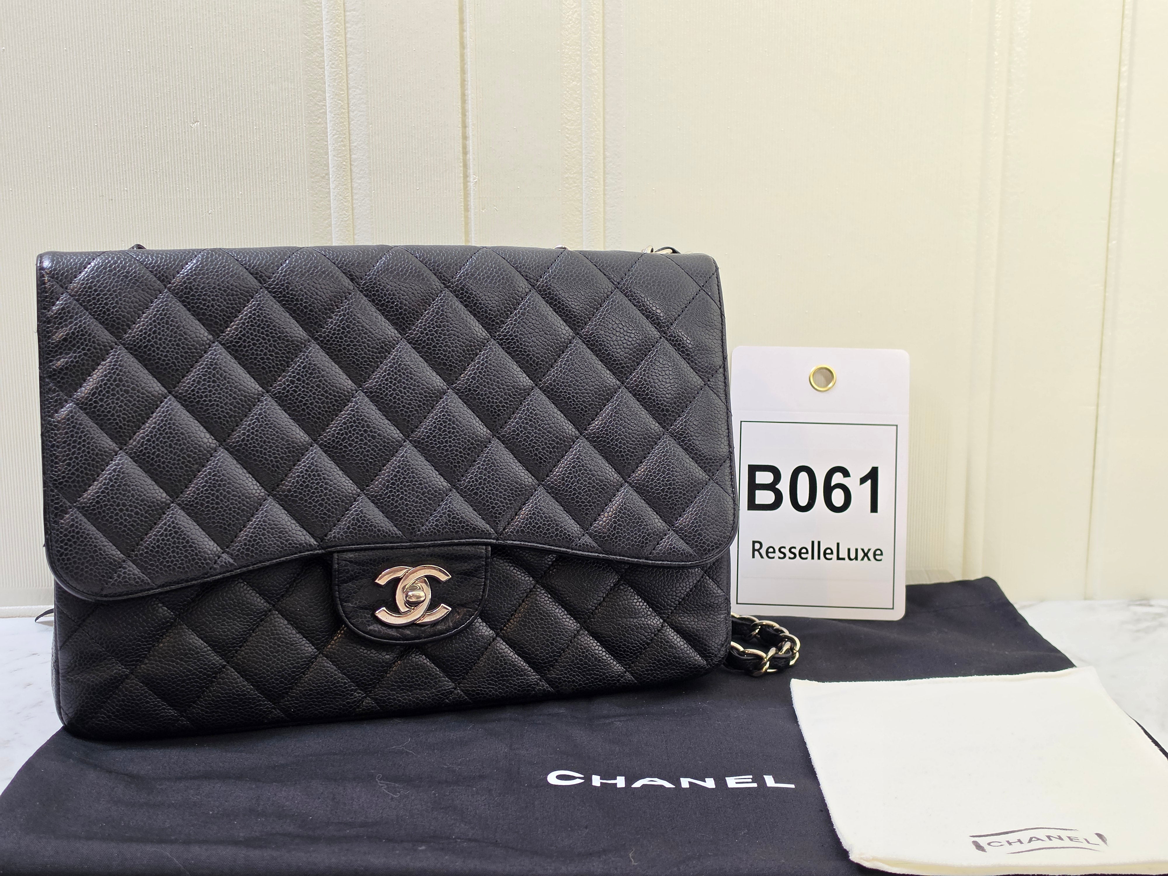Chanel Classic Flap Jumbo Black Caviar Leather