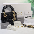 Dior Lady Dior Mini Patent Leather Black Top Handle