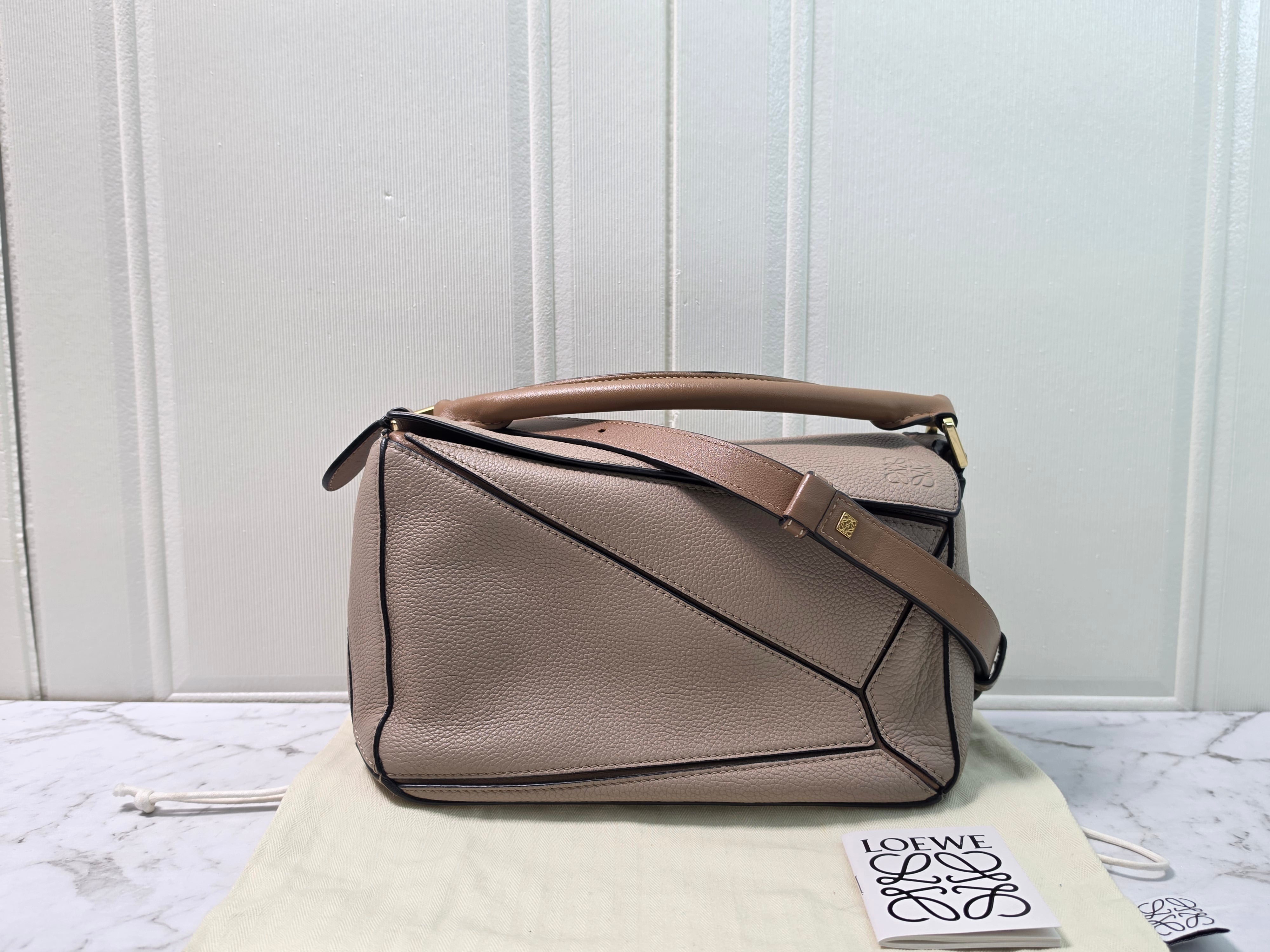Loewe Puzzle Small Taupe Grained Leather