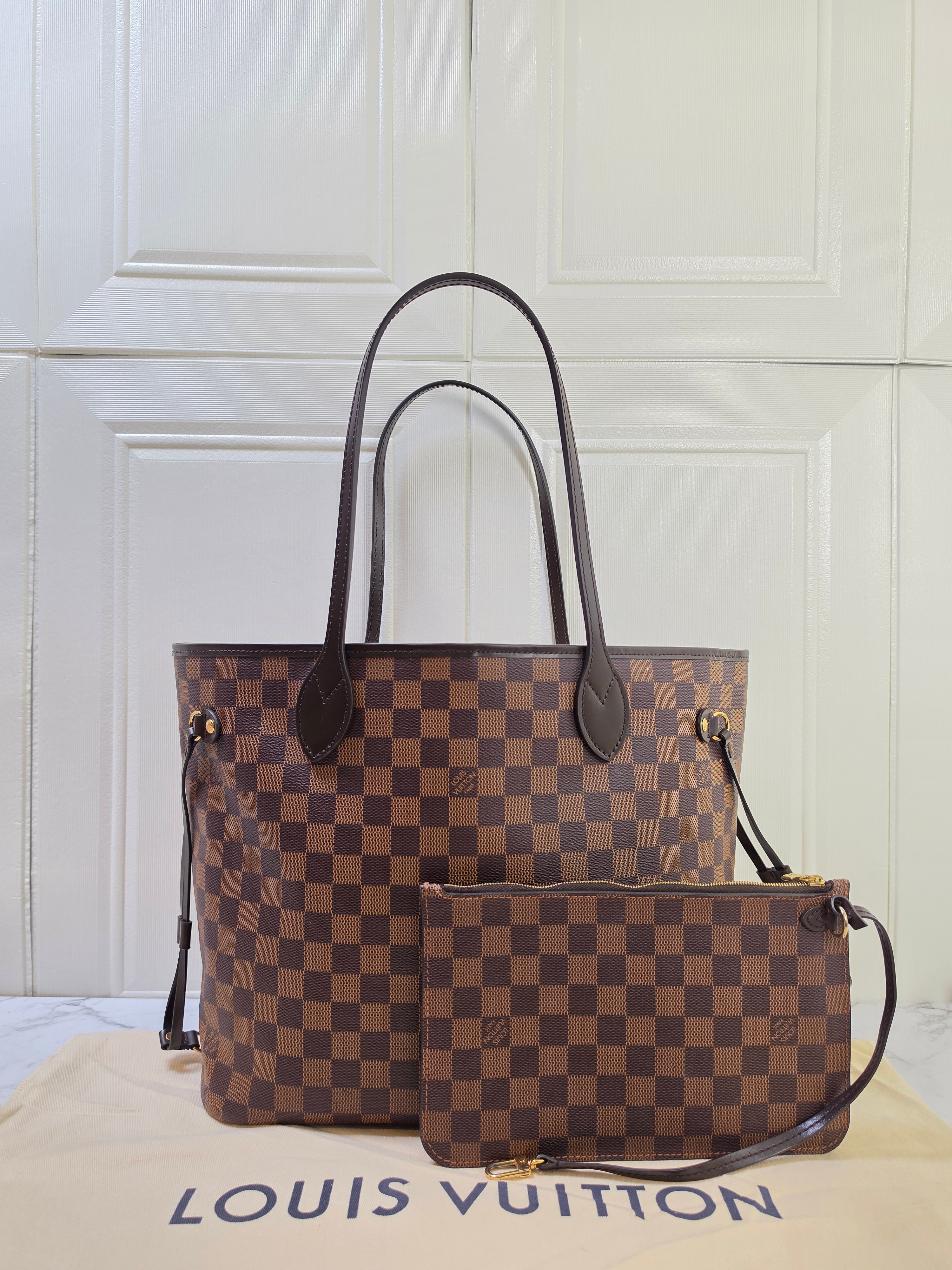 Louis Vuitton Neverfull MM Damier Ebene With Pouch