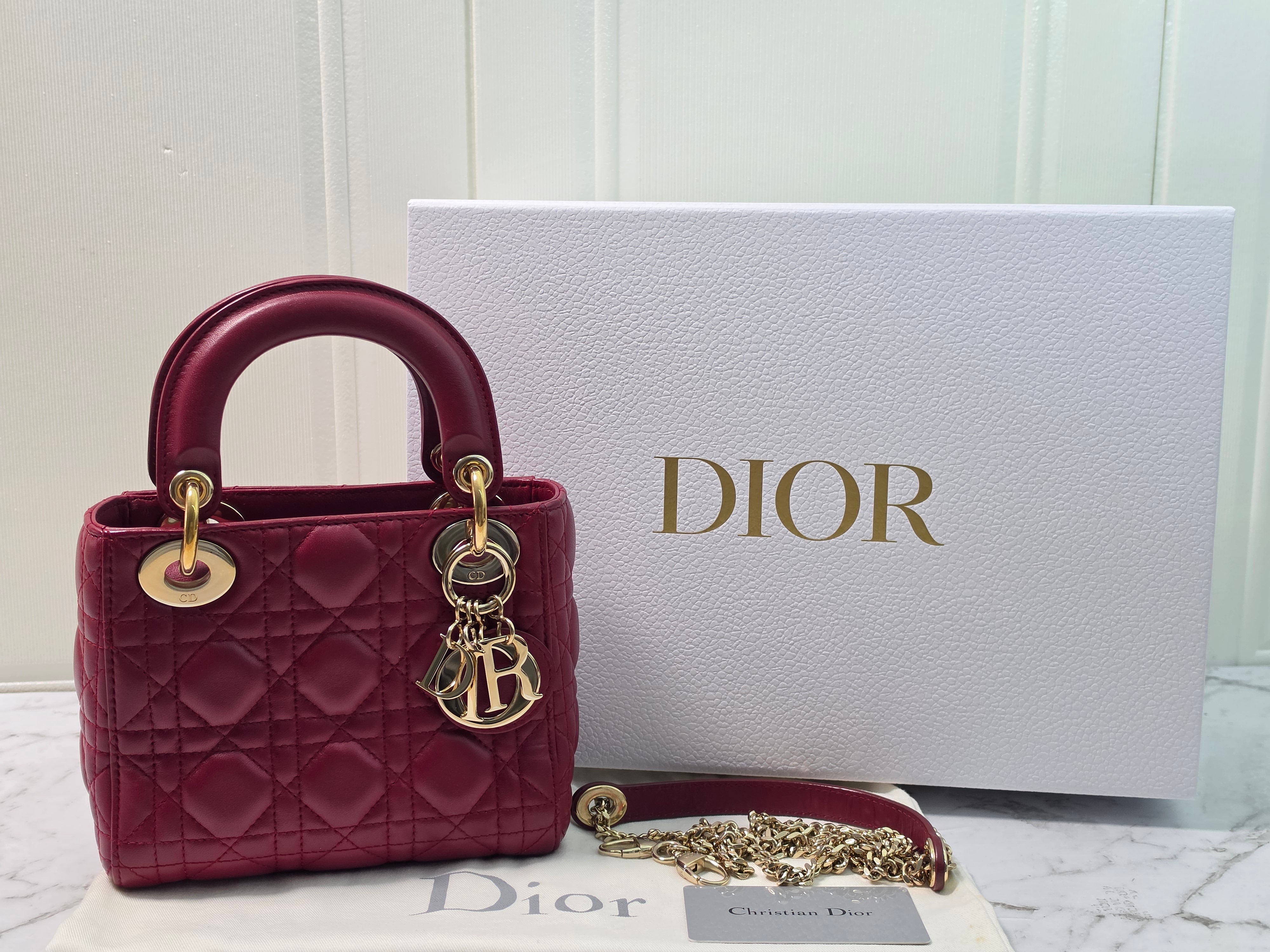 Christian Dior Mini Lady Dior Burgundy Red