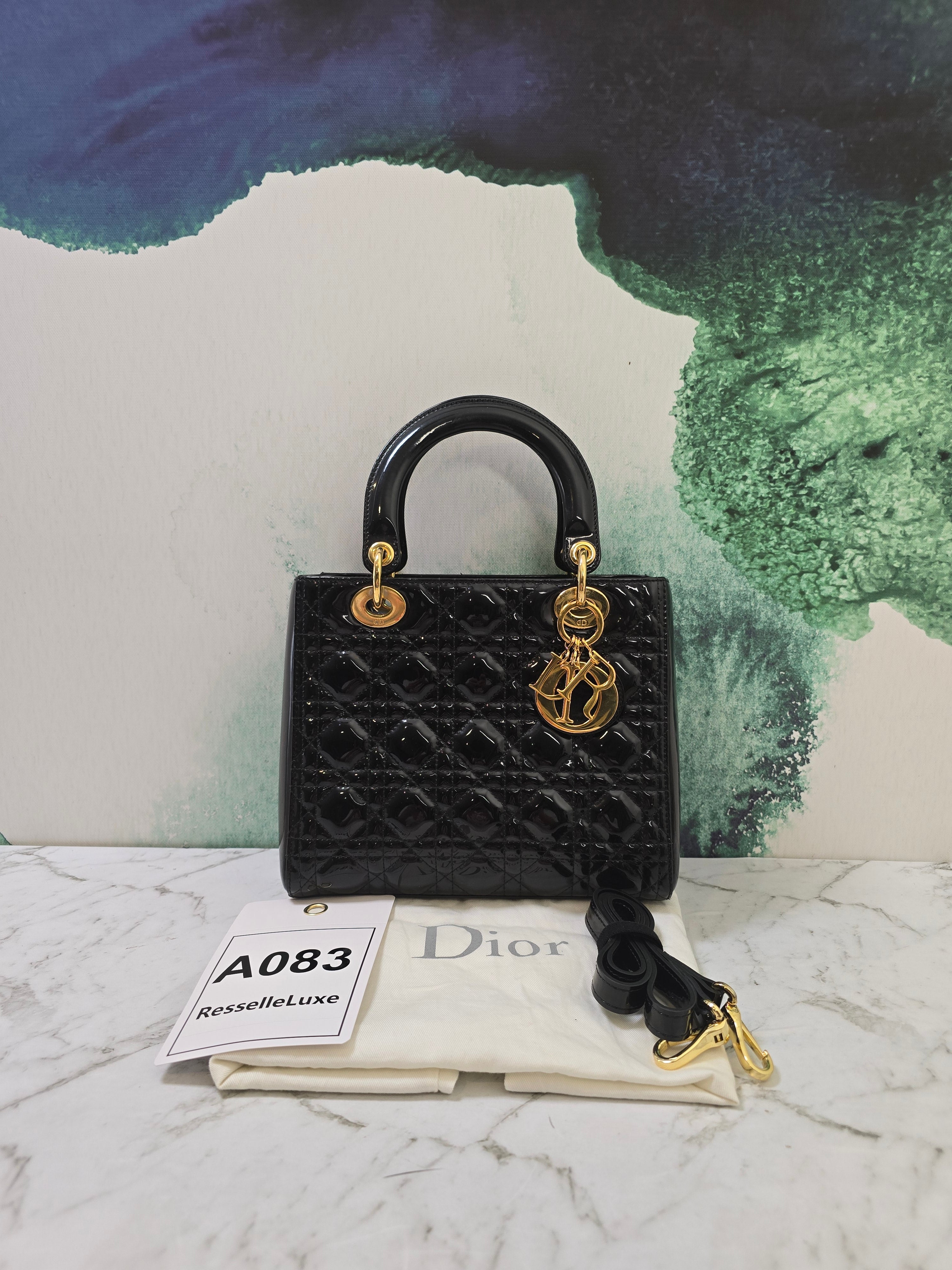 Lady dior black patent leather