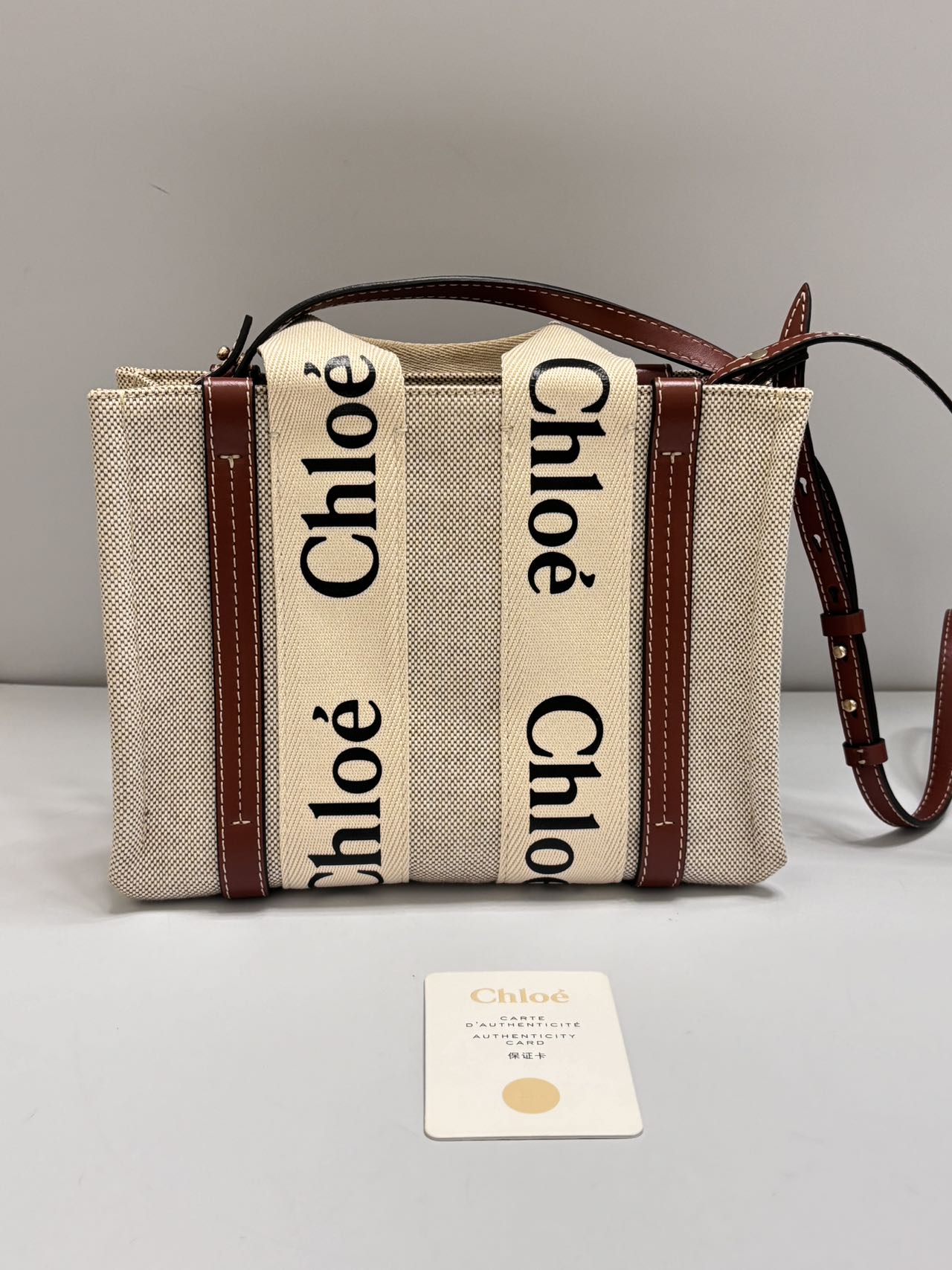 Chloé Woody Small Tote – Canvas & Leather – Shoulder Strap