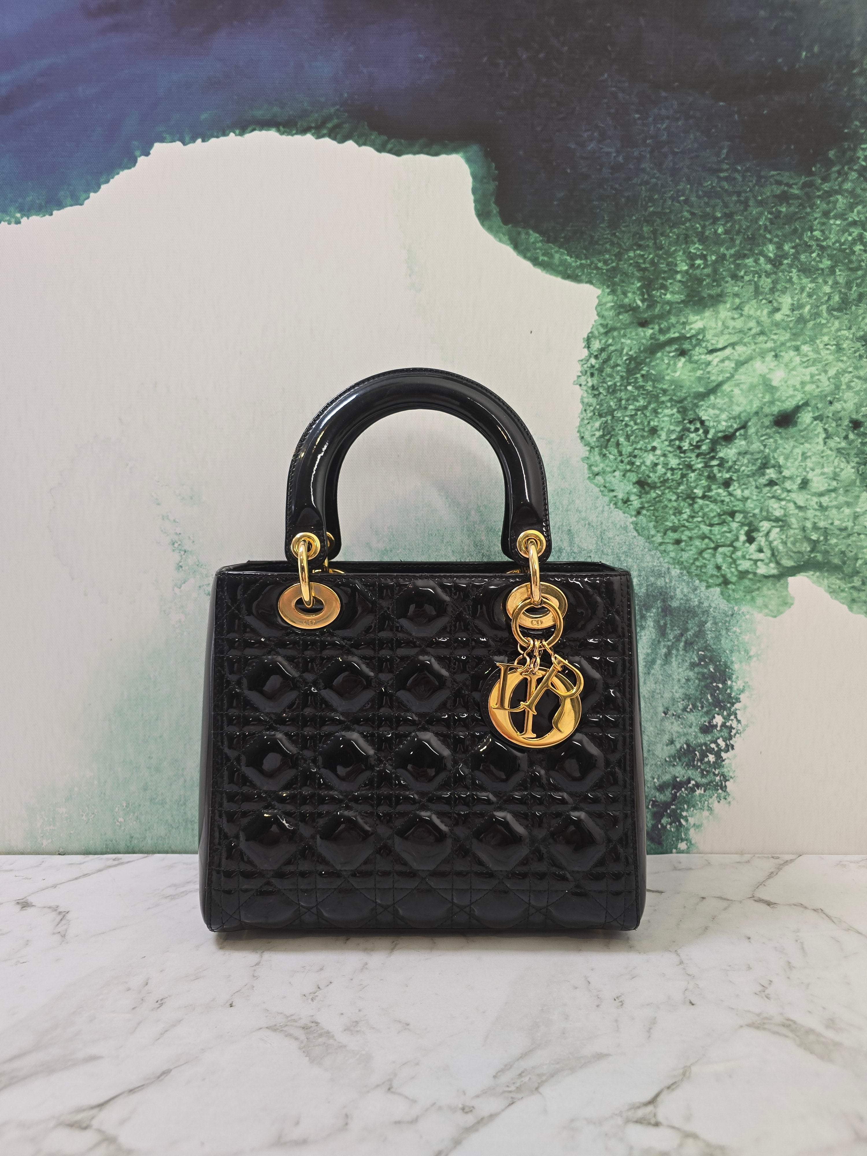 Lady dior black patent leather