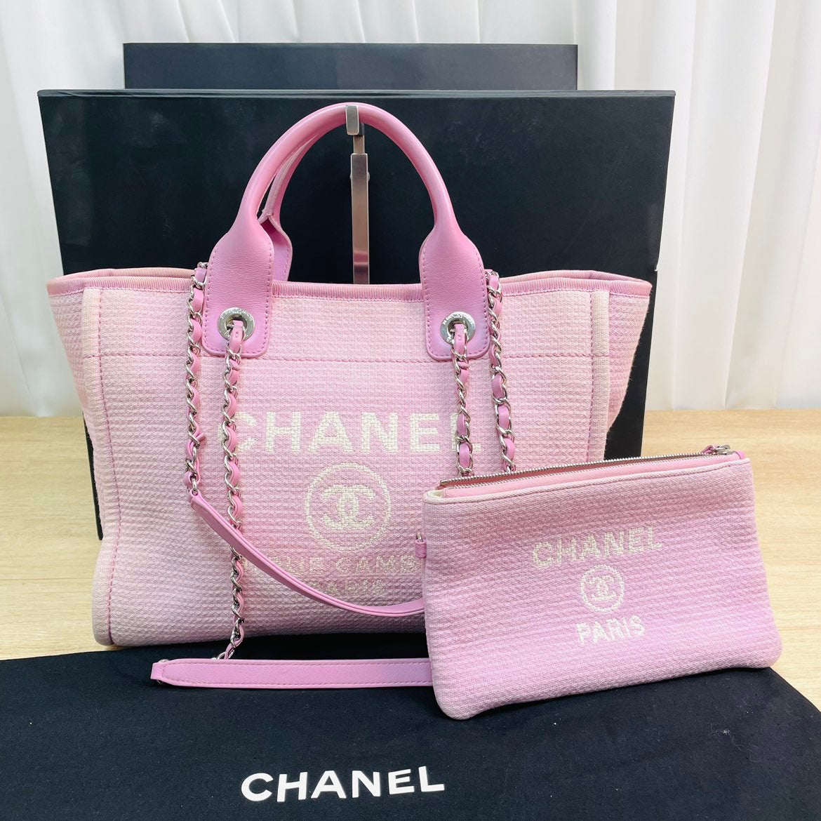 Chanel Deauville Tote Pink Canvas