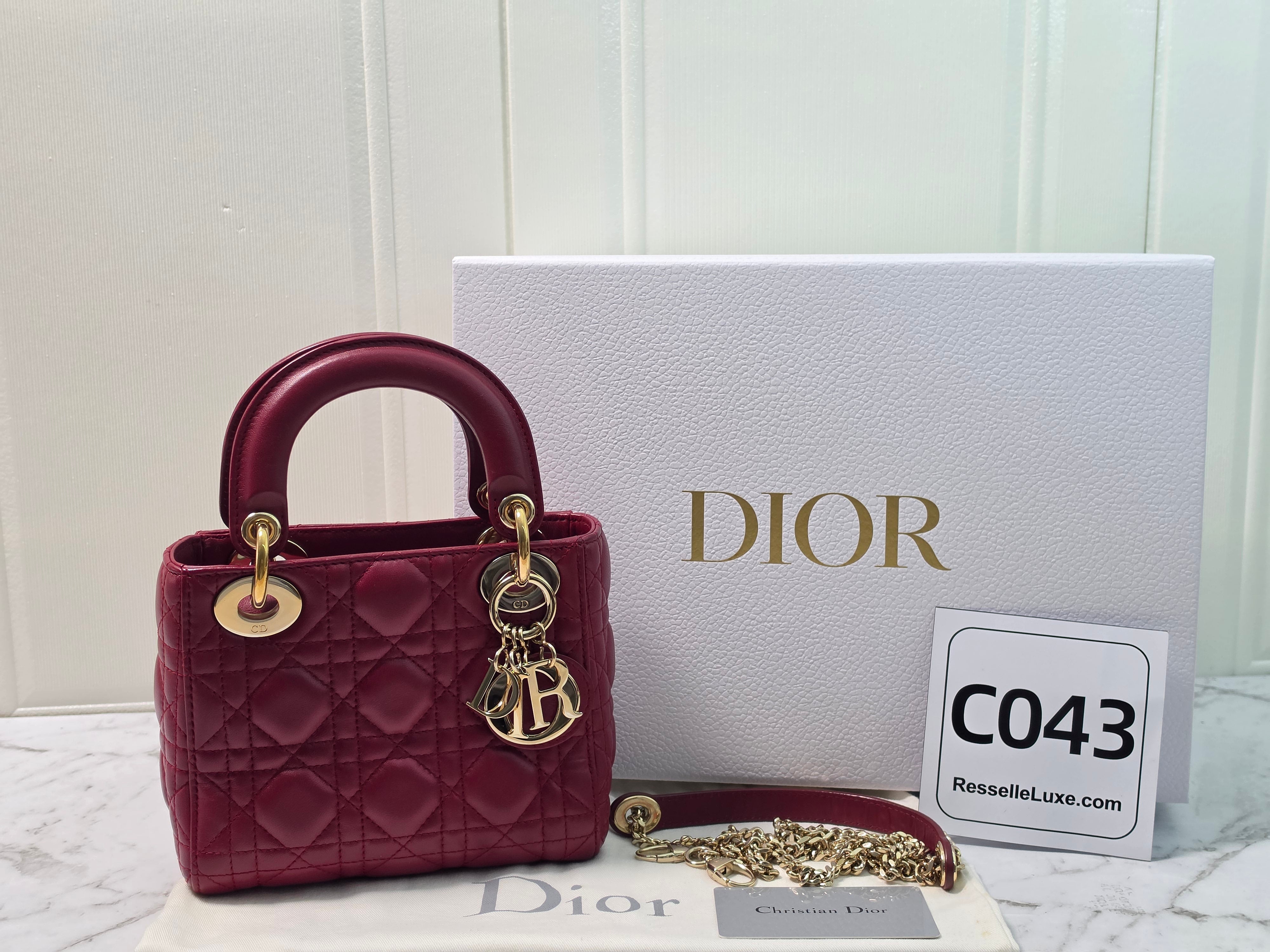 Christian Dior Mini Lady Dior Burgundy Red