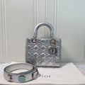 Dior Lady Dior Small Metallic Silver Bag
