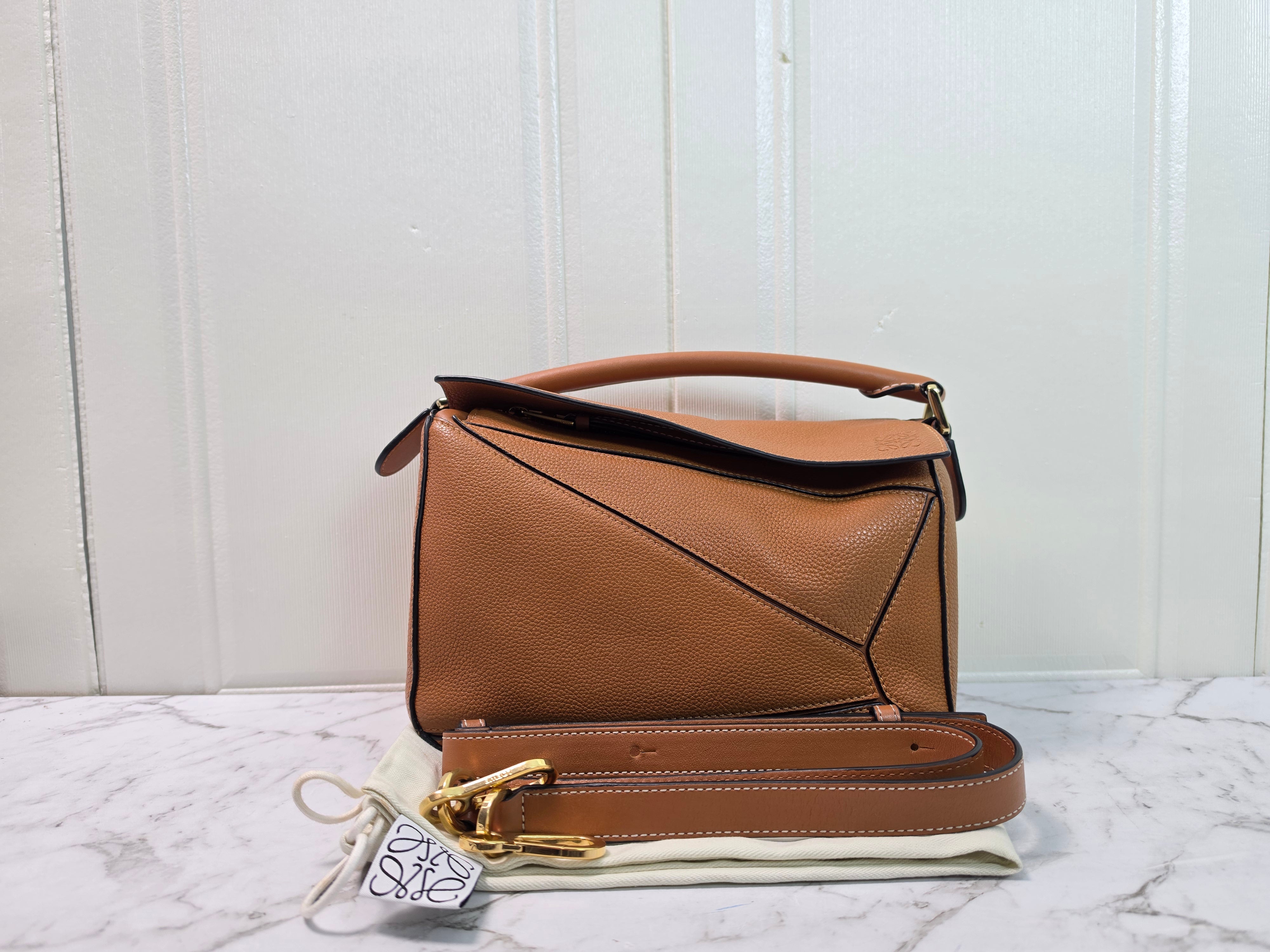 Loewe Puzzle Small Tan Leather Crossbody Bag
