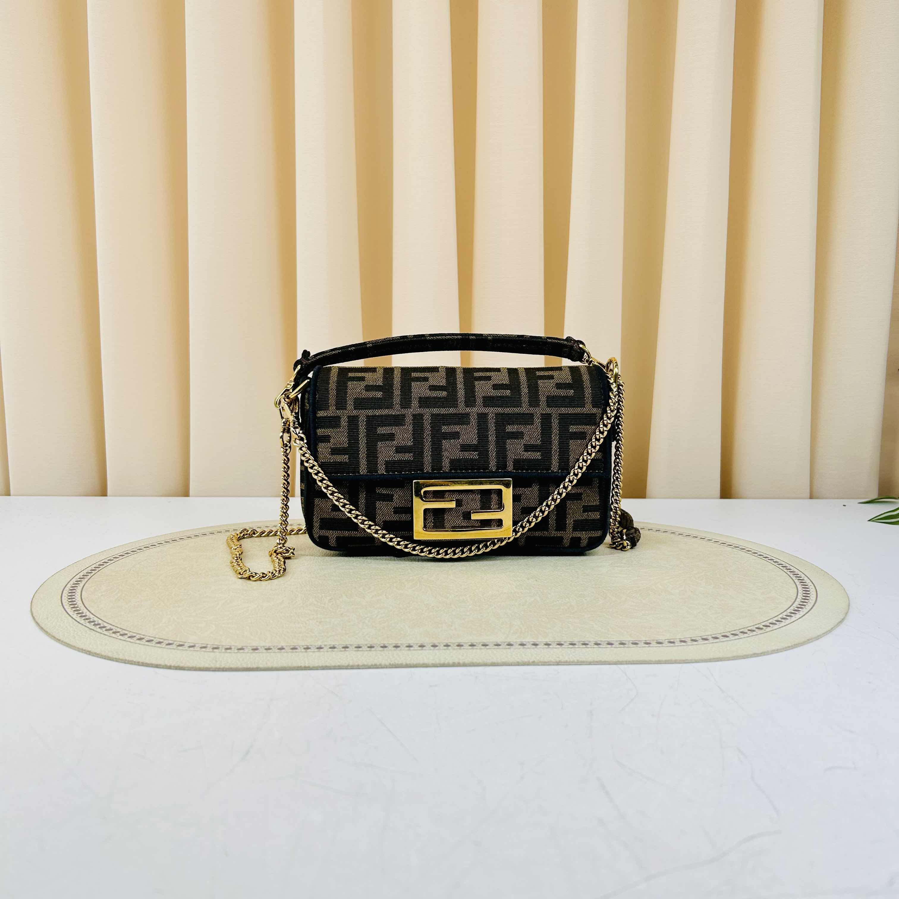 Fendi Mini Baguette – Zucca Canvas – Brown/Black FF