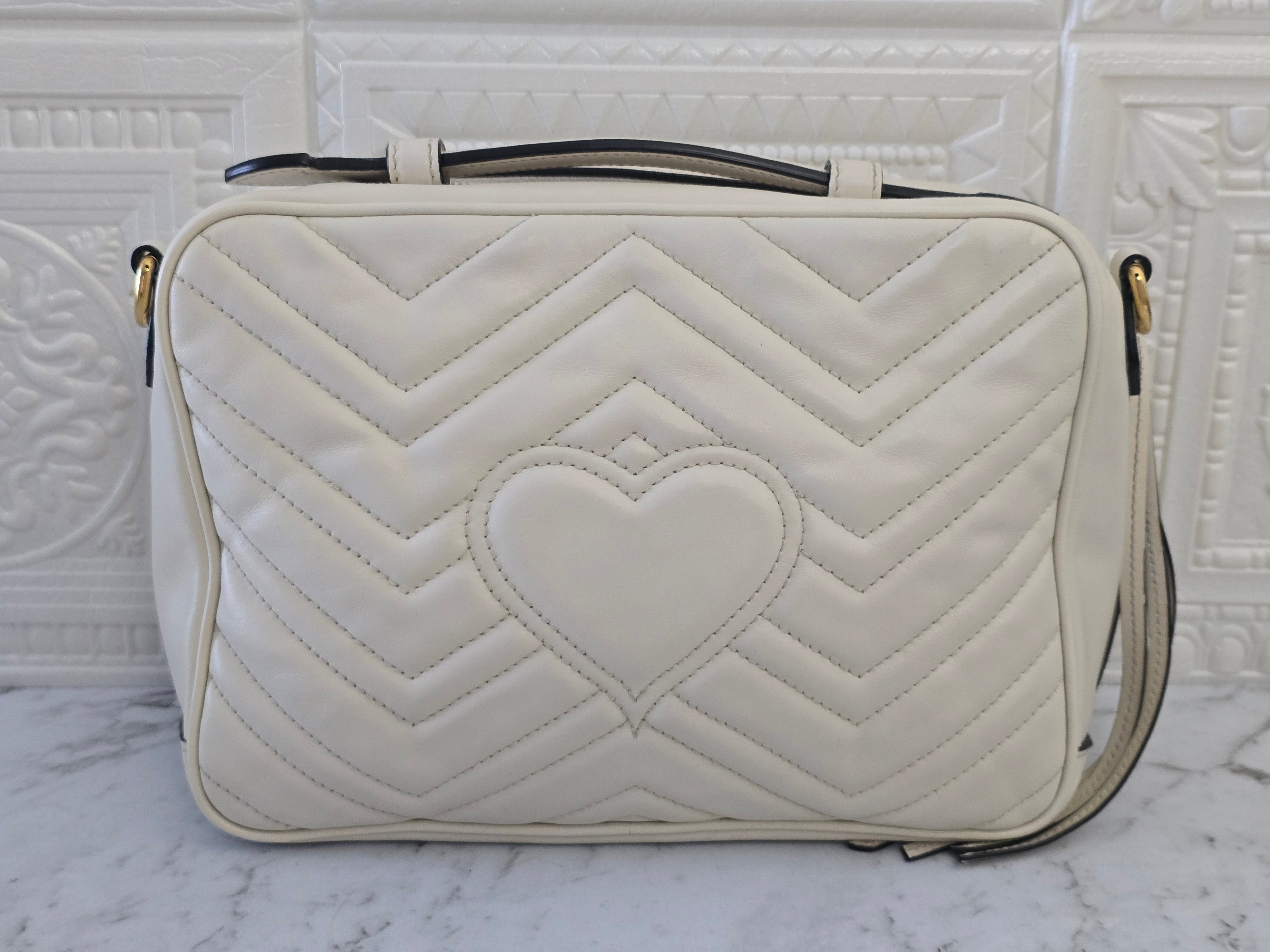 Gucci Marmont Flap Top Handle Bag White