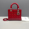 Dior Lady Dior Medium Patent Leather Red