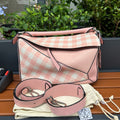 Loewe Puzzle Medium Pink Checker Leather