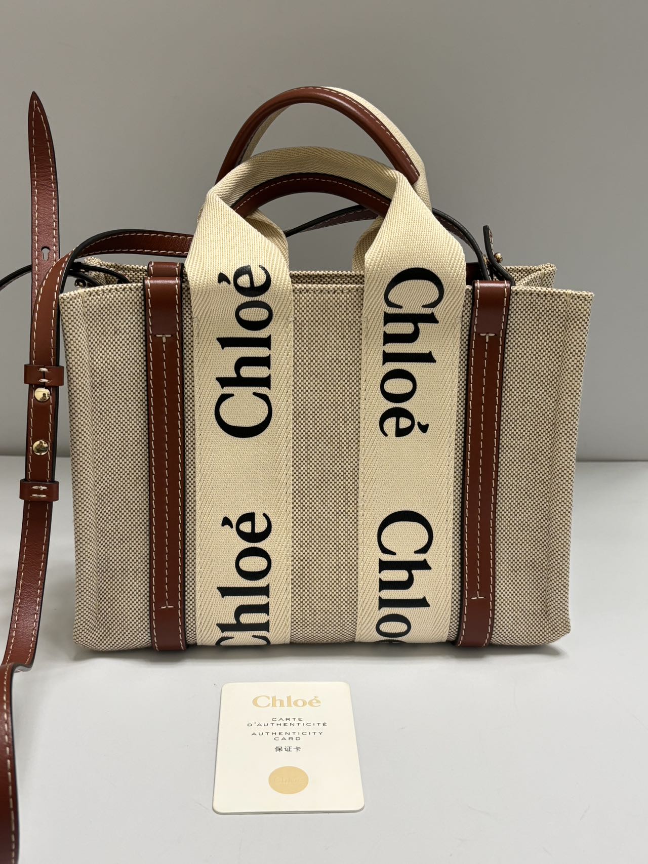 Chloé Woody Small Tote – Canvas & Leather – Shoulder Strap