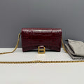 Balenciaga Hourglass WOC Burgundy Croc Bag
