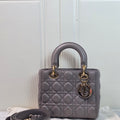 Christian Dior Lady Dior Small Grey Handbag
