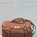 Mulberry Alexa Oak Brown Grain Leather Satchel Shoulder Crossbody Bag