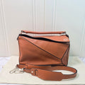 Loewe Puzzle Medium Tan Calfskin Leather Silver Hardware