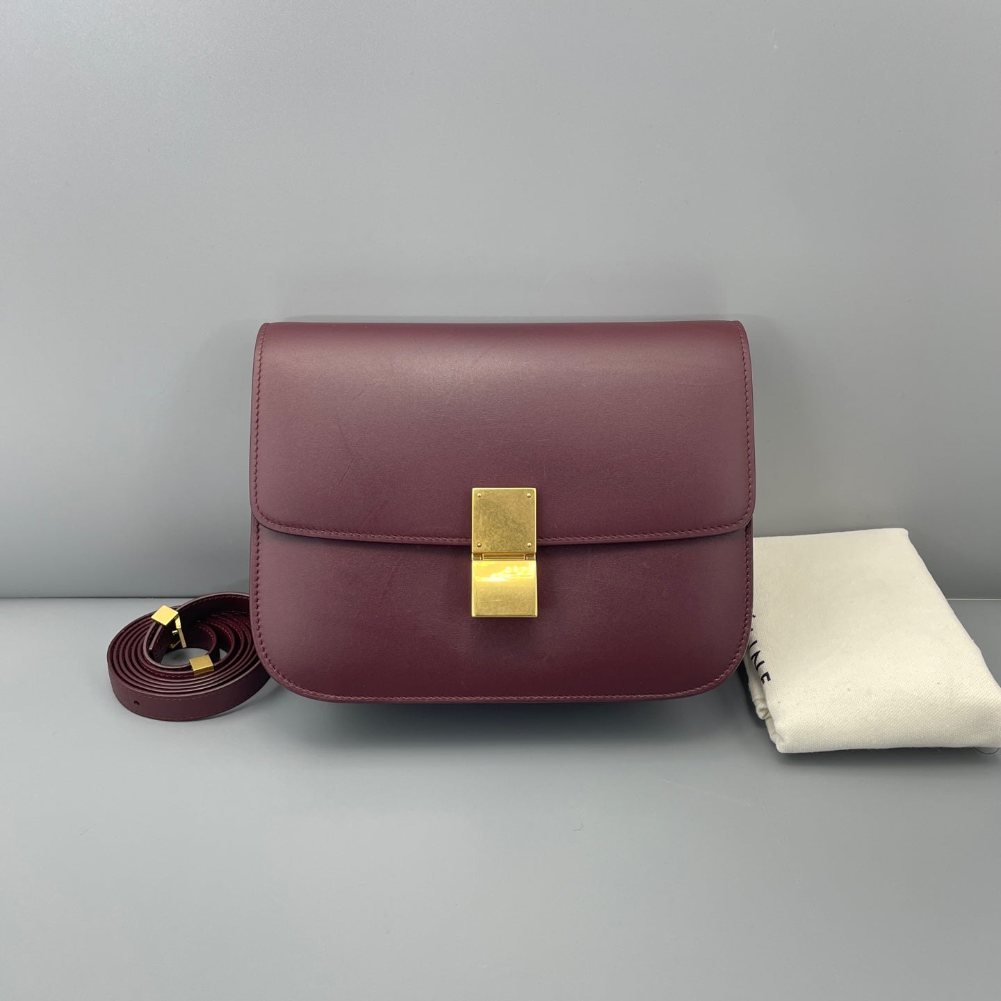 Celine Classic Box Medium Burgundy